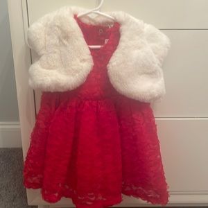 Cat and jack baby girl 12 mo Christmas dress and shrug
